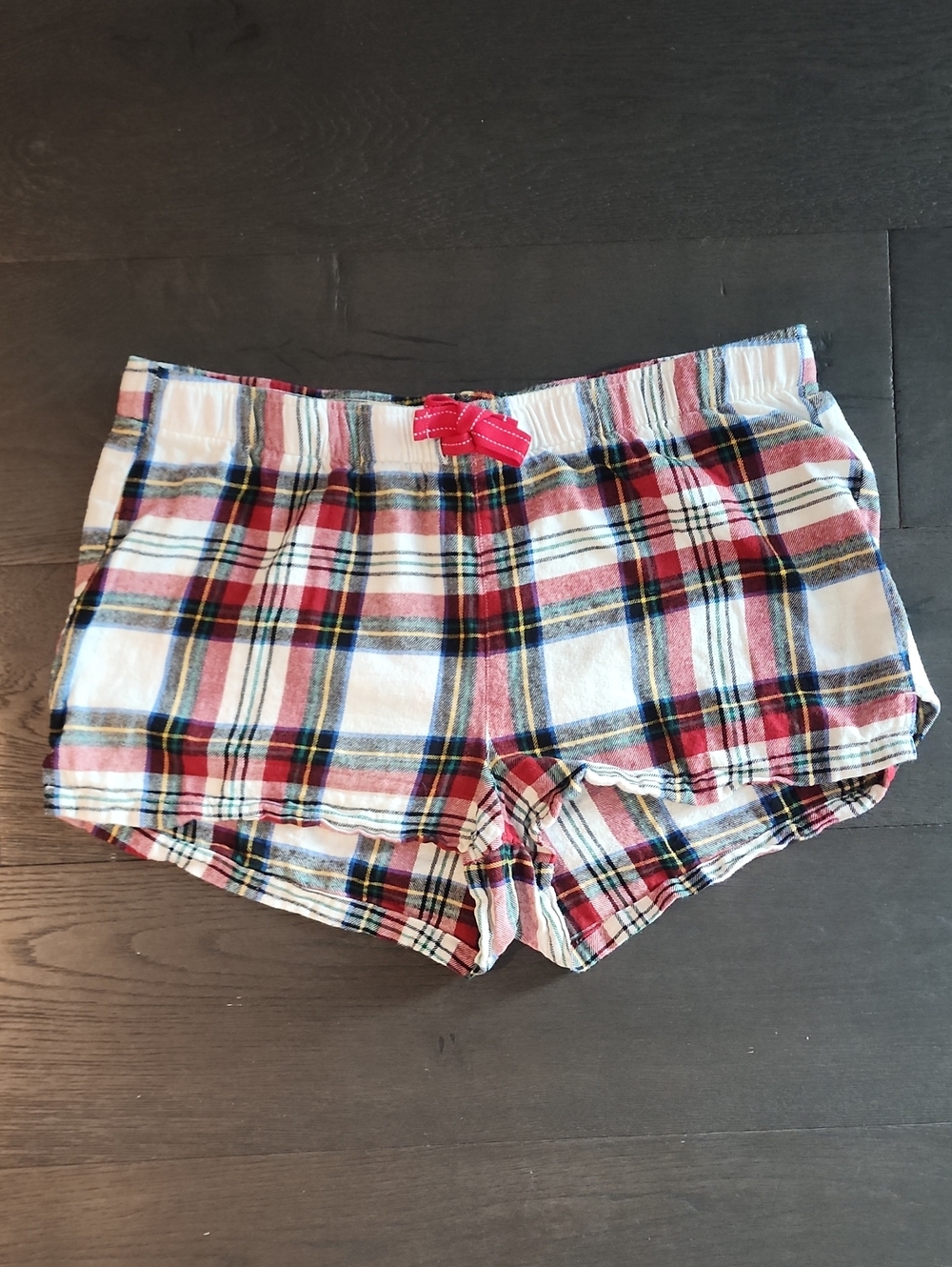 Old Navy Red and White Plaid Flannel Cotton Pajama Lounge Shorts Women's Size L